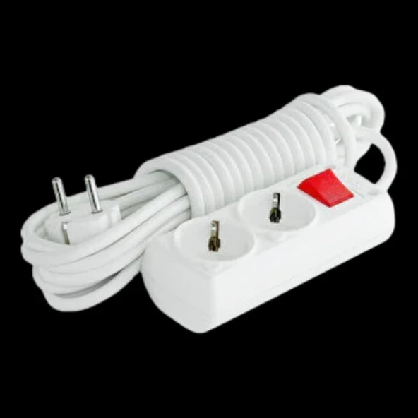 Topraklı Anahtarlı Düğmeli Çoklu 5 Metre Kablolu 2li Grup Priz Fiş Çoğaltıcı Asmalı Uzatma - Resim 4