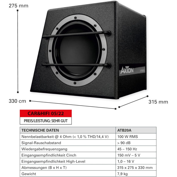 Axton ATB-20A    20 cm Aktif Subwoofer - 4
