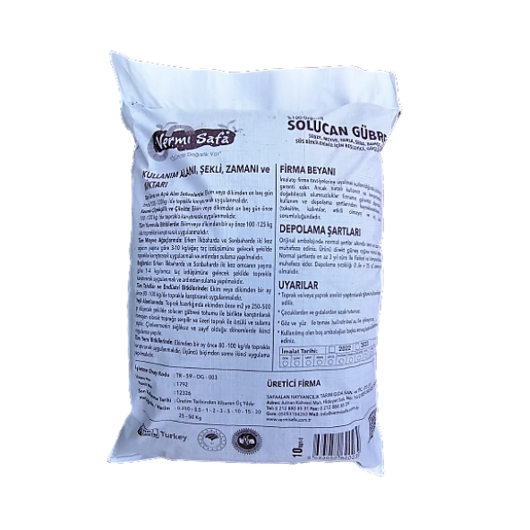 %100 Organik Vermisafa Katı Solucan Gübresi 10 KG Lamine Çuvallı - 3