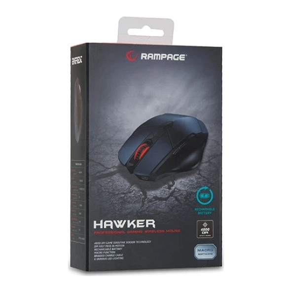 (TEŞHİR) Rampage SMX-R12 Hawker Siyah 4800Dpi Oyuncu Kablosuz Mouse - 2
