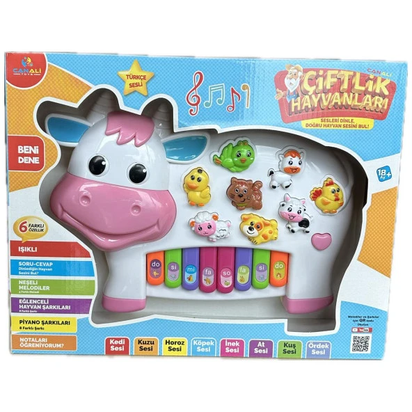 Çok Fonksiyonlu Türkçe Sesli, Soru Cevaplı, Çiftlik Hayvanları İnek Piyano - 2