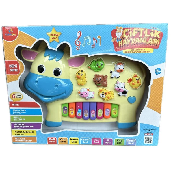 Çok Fonksiyonlu Türkçe Sesli, Soru Cevaplı, Çiftlik Hayvanları İnek Piyano - 3