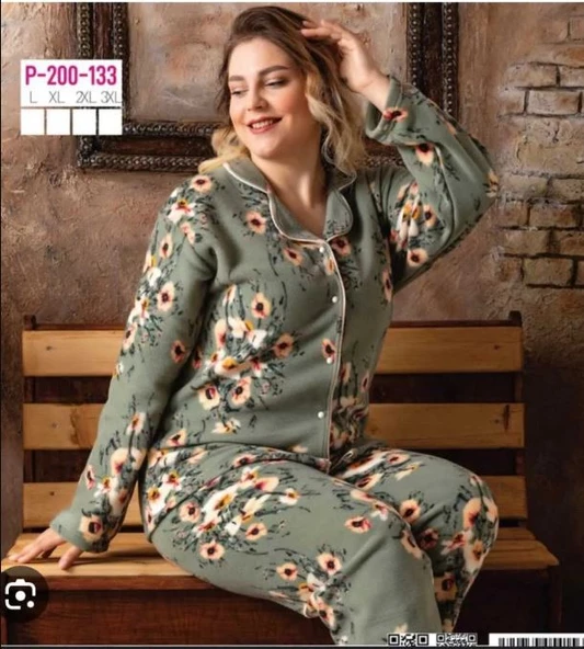 Sude P-200-133 Çiçek Desen Gömlek Kadın Pijama Takımı
