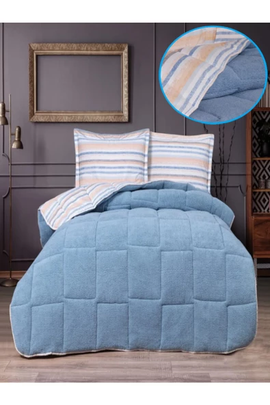 Mavi Comforter 4lü Battaniyeli Kışlık Uyku Seti