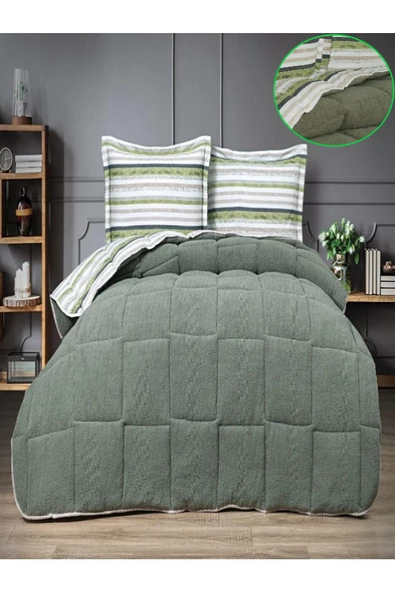 Yeşil Comforter 4lü Battaniyeli Kışlık Uyku Seti