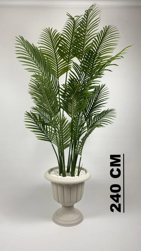 BİÇİÇEK YAPAY AĞAÇ AREKA PALMİYESİ 240CM XXL BOY KIRIKBEYAZ RENK BÜYÜK BOY NERGİS SAKSIDA - 2