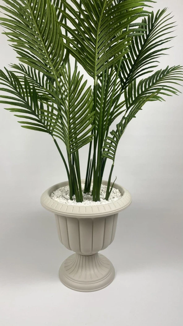 BİÇİÇEK YAPAY AĞAÇ AREKA PALMİYESİ 240CM XXL BOY KIRIKBEYAZ RENK BÜYÜK BOY NERGİS SAKSIDA - 3