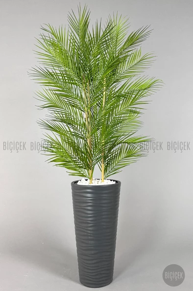 BİÇİÇEK YAPAY AREKA AĞACI PALMİYE AĞACI 33 YAPRAKLI BAMBU GÖVDELİ BEYAZ KUMSAL SAKSI SALON ÇİÇEĞİ 150CM - 8