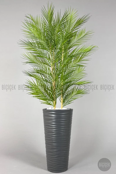 BİÇİÇEK YAPAY AREKA AĞACI PALMİYE AĞACI 33 YAPRAKLI BAMBU GÖVDELİ BEYAZ KUMSAL SAKSI SALON ÇİÇEĞİ 150CM - 12