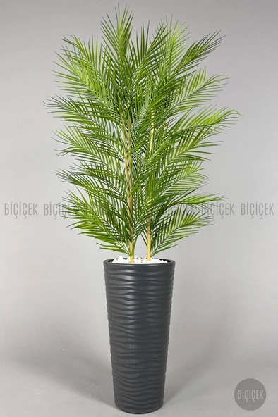 BİÇİÇEK YAPAY AREKA AĞACI PALMİYE AĞACI 33 YAPRAKLI BAMBU GÖVDELİ BEYAZ KUMSAL SAKSI SALON ÇİÇEĞİ 150CM - 10