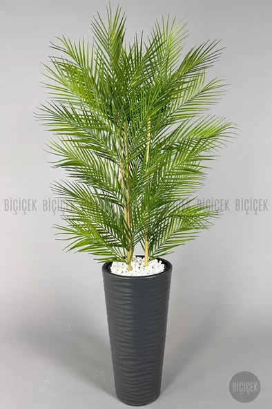 BİÇİÇEK YAPAY AREKA AĞACI PALMİYE AĞACI 33 YAPRAKLI BAMBU GÖVDELİ BEYAZ KUMSAL SAKSI SALON ÇİÇEĞİ 150CM - 11