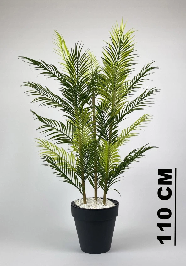 BİÇİÇEK YAPAY AREKA AĞACI PALMİYE AĞACI 33 YAPRAKLI BAMBU GÖVDELİ ANTRASİT YALI SAKSIDA SALON ÇİÇEĞİ 110CM - 2
