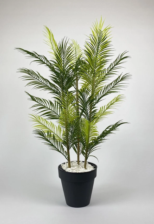 BİÇİÇEK YAPAY AREKA AĞACI PALMİYE AĞACI 33 YAPRAKLI BAMBU GÖVDELİ ANTRASİT YALI SAKSIDA SALON ÇİÇEĞİ 110CM - 3