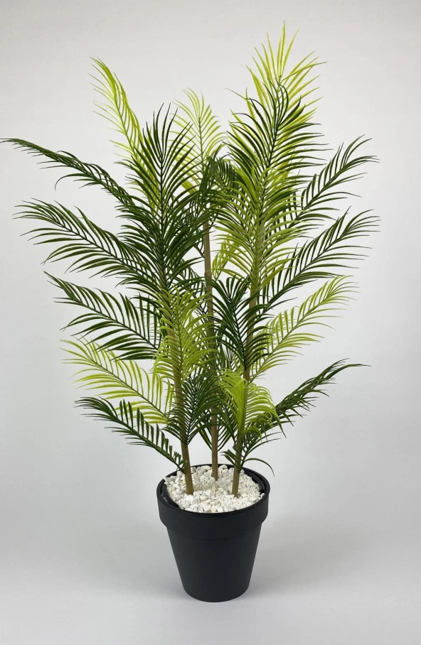 BİÇİÇEK YAPAY AREKA AĞACI PALMİYE AĞACI 33 YAPRAKLI BAMBU GÖVDELİ ANTRASİT YALI SAKSIDA SALON ÇİÇEĞİ 110CM - 4