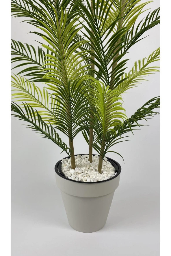 BİÇİÇEK   YAPAY AREKA AĞACI PALMİYE AĞACI 33 YAPRAKLI BAMBU GÖVDELİ BEYAZ YALI SAKSIDA SALON ÇİÇEĞİ 110CM - Resim 4