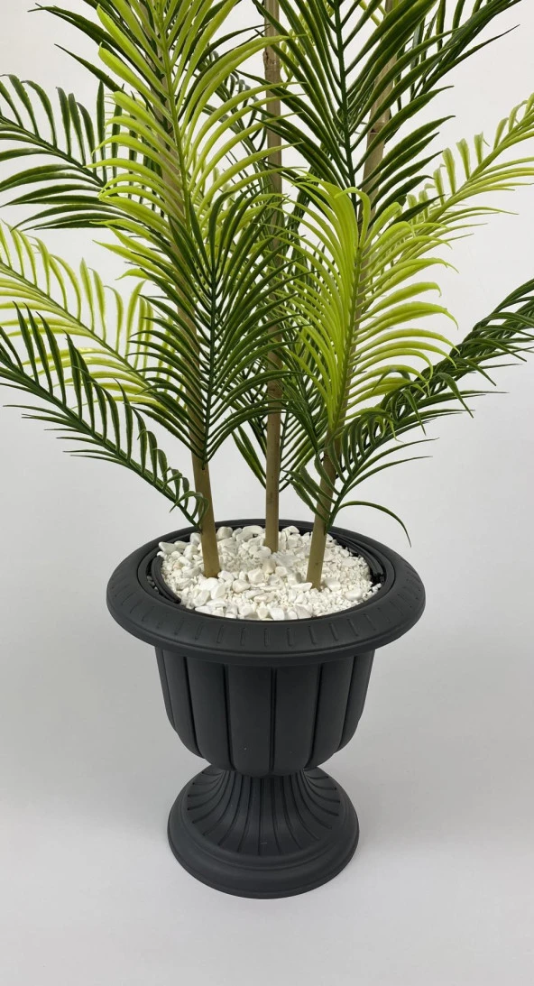 BİÇİÇEK YAPAY AREKA AĞACI PALMİYE AĞACI 33 YAPRAKLI BAMBU GÖVDELİ ANTRASİT NERGİS SAKSI SALON ÇİÇEĞİ 130CM