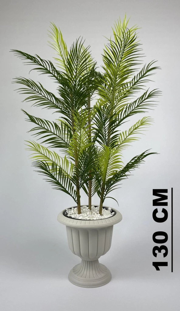 BİÇİÇEK YAPAY AREKA AĞACI PALMİYE AĞACI 33 YAPRAKLI BAMBU GÖVDELİ KIRIKBEYAZ NERGİS SAKSI SALON ÇİÇEĞİ 130CM - 2