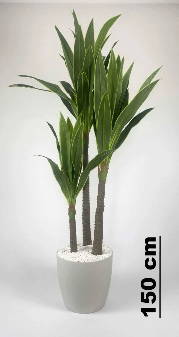 BİÇİÇEK YAPAY YUKA AĞACI 150CM BÜYÜK BOY KIRIKBEYAZ RENK YAKUT SAKSIDA YAPAY AĞAÇ