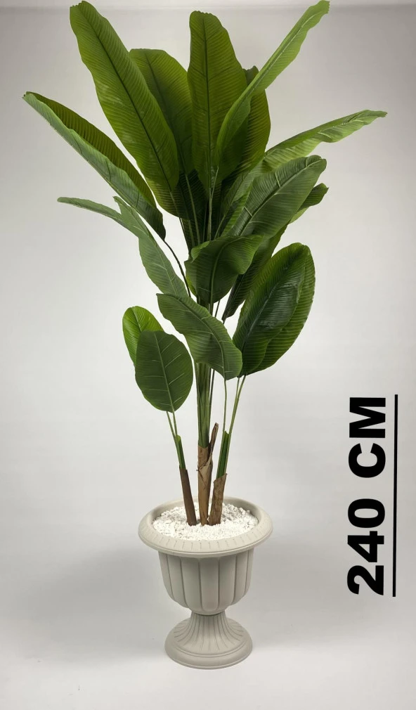 BİÇİÇEK   YAPAY AĞAÇ STARLİÇE BAMBU GÖVDELİ 240CM BÜYÜK BOY KIRIKBEYAZ RENK NERGİS SAKSIDA ÜÇ BOY YAPAY AĞAÇ - Resim 2