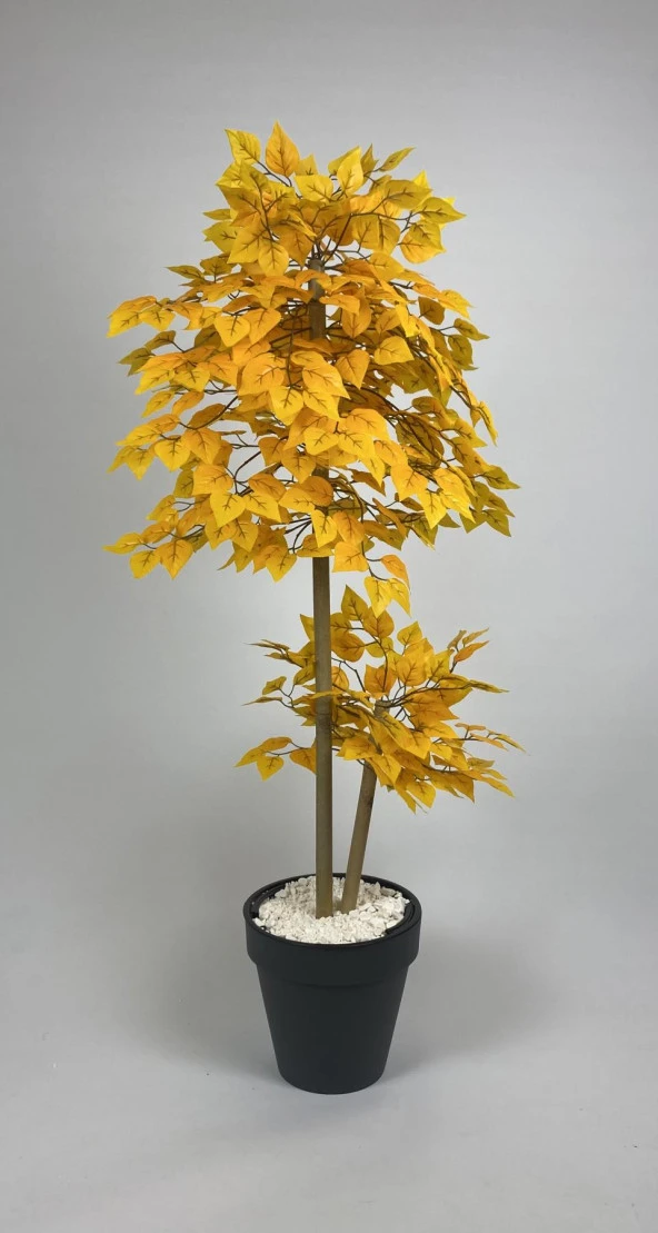 BİÇİÇEK YAPAY SONBAHAR DUT AĞACI 125CM DOĞAL BAMBU GÖVDELİ ANTRASİT RENK YALI SAKSIDA YAPAY AĞAÇ - 2