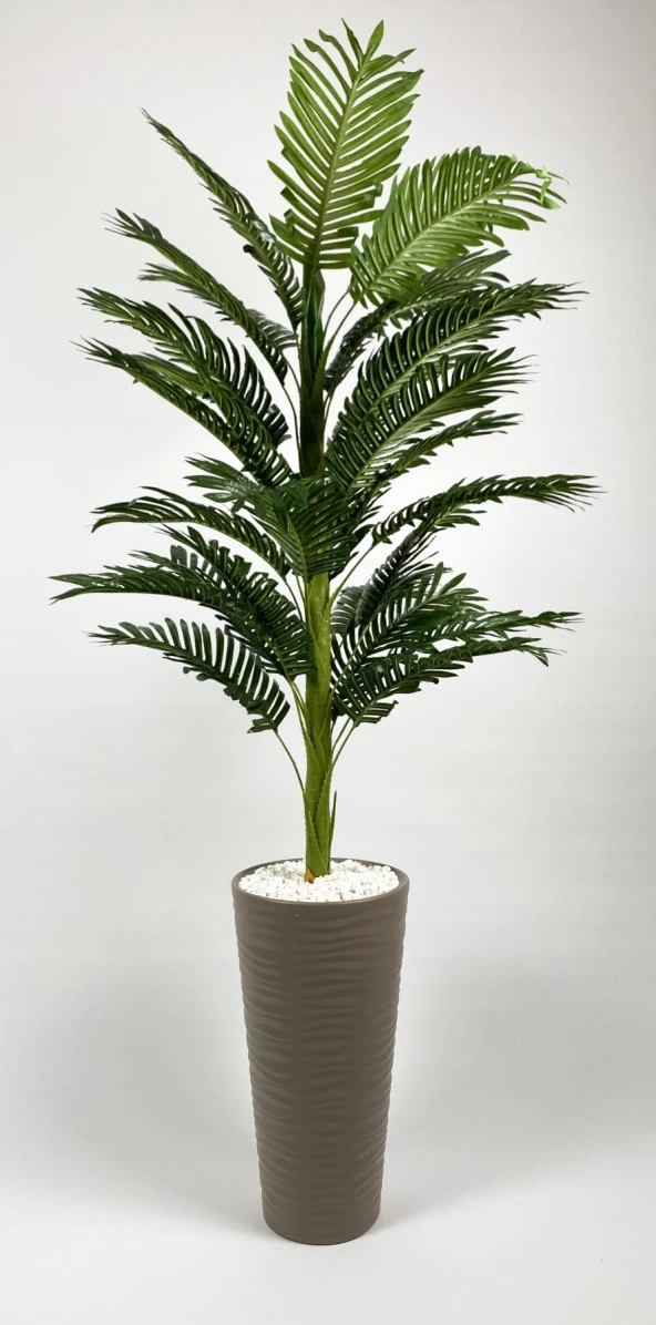 BİÇİÇEK YAPAY AREKA AĞACI BÜYÜK BOY PALMİYE AĞACI DEKORATİF KUMSAL BEj RENK SAKSIDA - 3