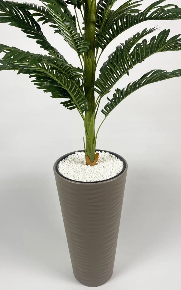 BİÇİÇEK YAPAY AREKA AĞACI BÜYÜK BOY PALMİYE AĞACI DEKORATİF KUMSAL BEj RENK SAKSIDA - 5