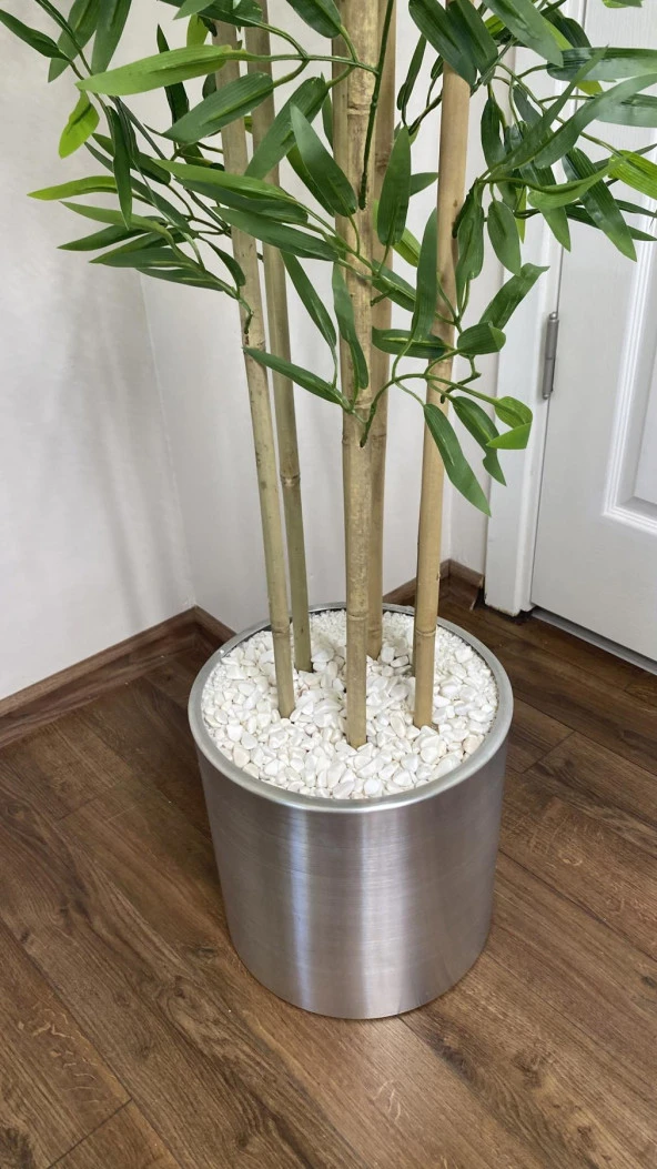 BİÇİÇEK YAPAY BAMBU AĞACI 180CM METAL SAKSIDA YOĞUN YAPRAKLI 7 DALLI