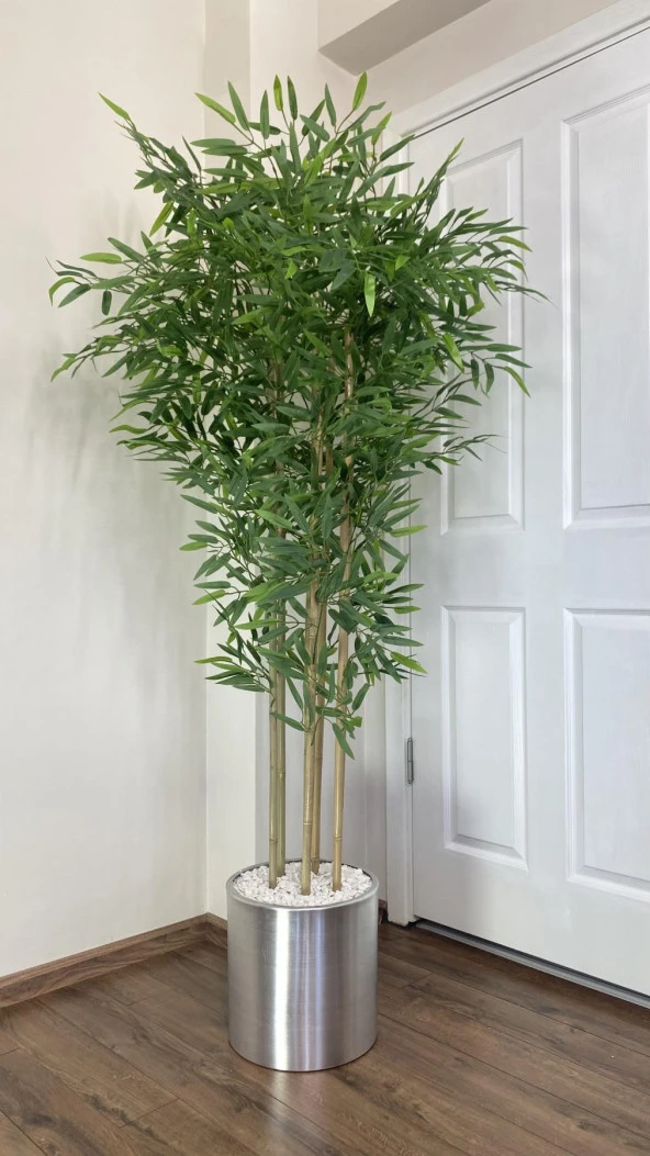 BİÇİÇEK YAPAY BAMBU AĞACI 180CM METAL SAKSIDA YOĞUN YAPRAKLI 7 DALLI - 2
