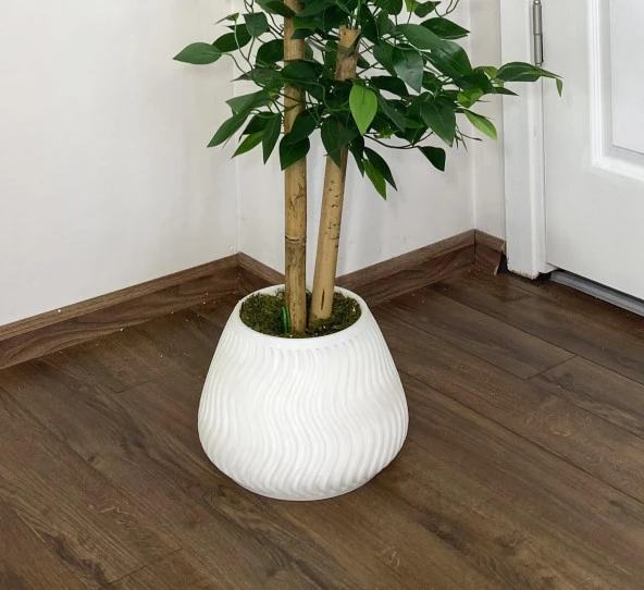 BİÇİÇEK YAPAY BENJAMİN AĞACI BAMBU GÖVDELİ 140CM BÜYÜK SAKSIDA YOĞUN YAPRAKLI - 3