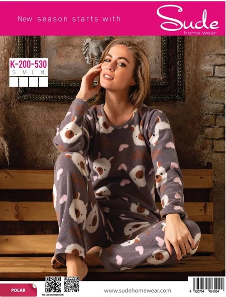 Sude K-200-530 Kuzu Desen Mor Kadın Pijama Takımı