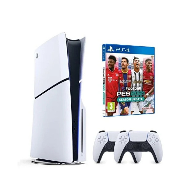 PLAYSTATION 5 SLIM CD + 2. DUALSENSE PS5 KOL + PES 2021 (ITHALATCI GARANTILI) BEYAZ