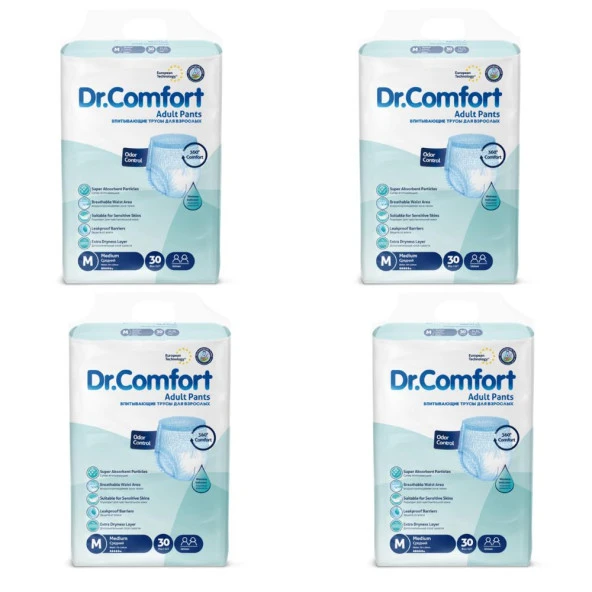 Dr.Comfort Yetişkin Emici Külot Hasta Bezi Medium 30'lu 4 Paket 120 Adet - 1