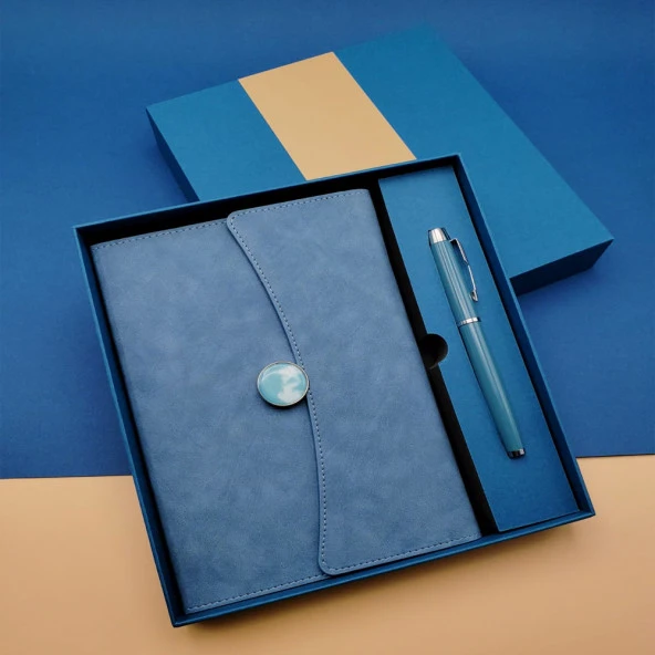 Deri Kaplamalı Defter Kalem Hediye Seti