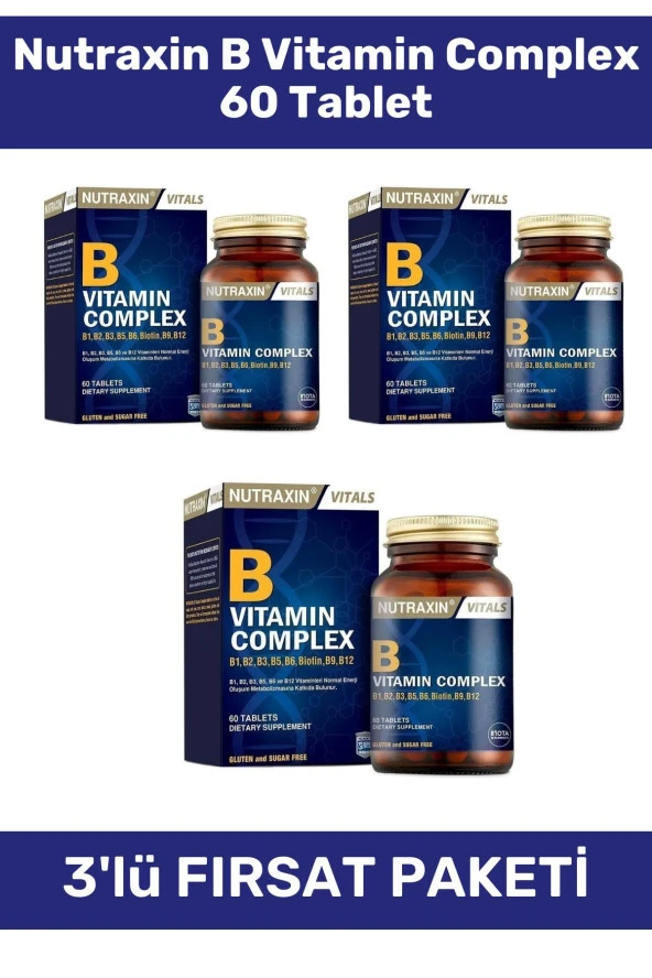 Nutraxin B Vitamin Complex 60 Tablet - 3 Adet
