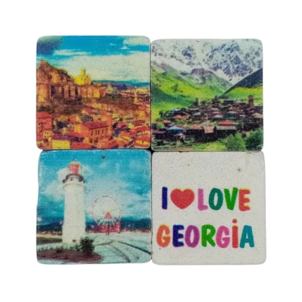 Gürcistan Temalı Dörtlü Taş Magnet ürün görseli