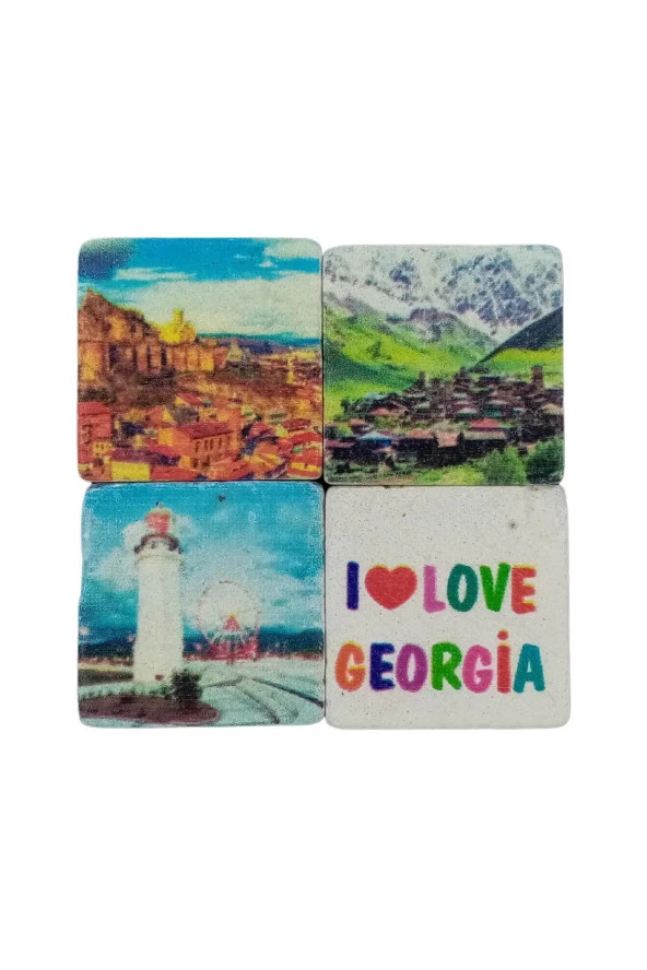 Gürcistan Temalı Dörtlü Taş Magnet - Resim 3