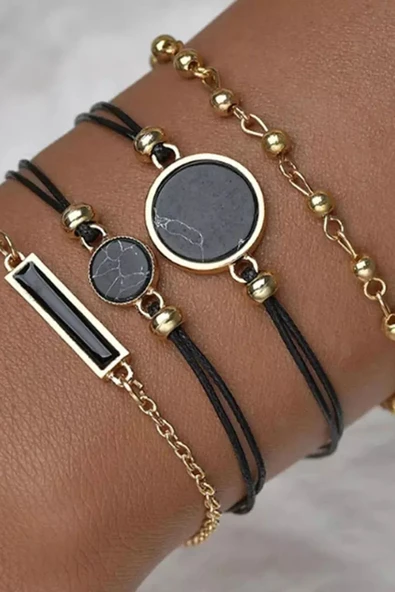 Kadın Bilekliği Takı Rose Gold Trend Hediye Şık 4'lü RB44 - 2