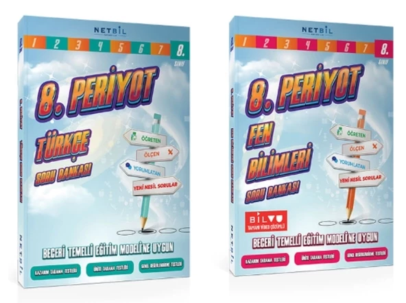 Netbil Yayınları 8. Periyot Türkçe ve Fen Bilimleri Soru Bankası (2 Kitap)