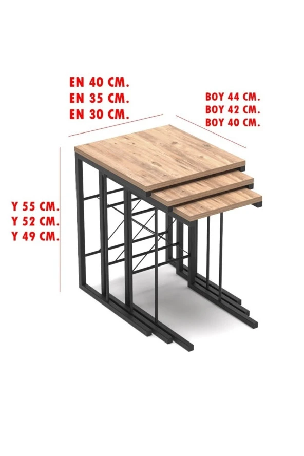 RETOHOME 3 Lü Zigon Sehpa 3001