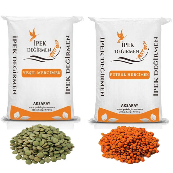 İpek Değirmen 2 Çeşit Yemeklik Kırmızı Mercimek Yeşil Mercimek 2 kg