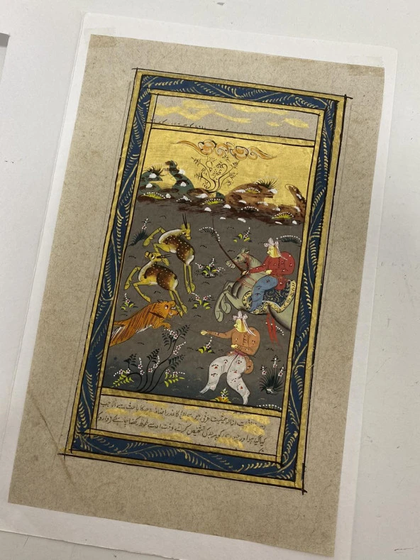 Ormanda Av Adlı El Yapımı Minyatür Resim 21x11,5 cm - Resim 3