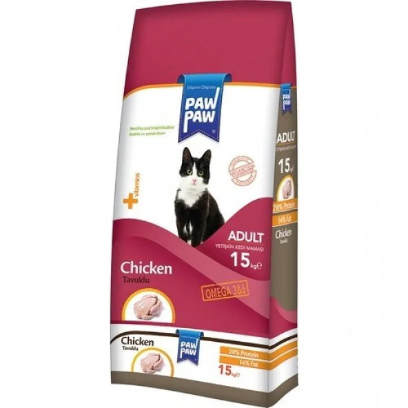 Paw Paw Tavuklu Yetişkin Kedi Maması 15 KG