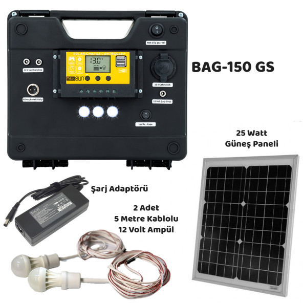 NPO Power Bag BAG-150GS 150 Watt Çanta Tip Güneş Panelli Siyah Güç Ünitesi