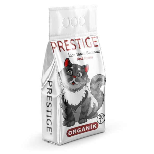 Prestige Doğal Kokusuz Ince Taneli Topaklaşan Bentonit Kedi Kumu 20L