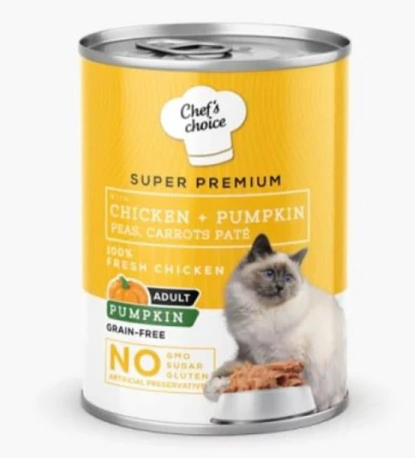 Chefs Choice Tavuklu ve Bal Kabaklı Tahılsız Ezme Yetişkin Kedi Konservesi 400gr