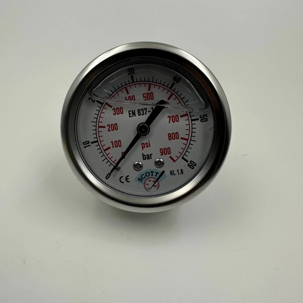 Manometre Gliserinli Arka Çıkışlı Q63 - 0 - 60 Bar 1/4 - Resim 4