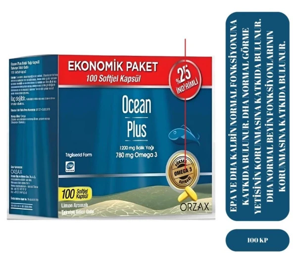 Ocean Plus 1200 Mg 100 Softjel Balık Yağı İndirimli Paket