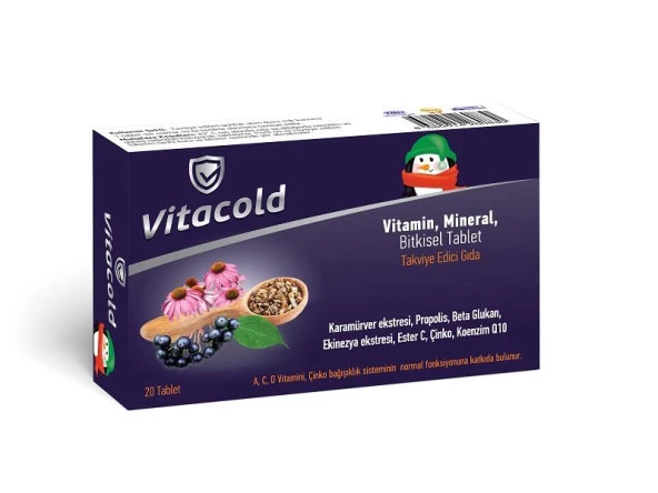 Vitacold Vitamin Mineral Kara Mürver Beta Glukan 20 Tablet