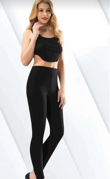 KOTA 4000 BAYAN LİKRALI UZUN TAYT 6 ADET  SİYAH M - Resim 2