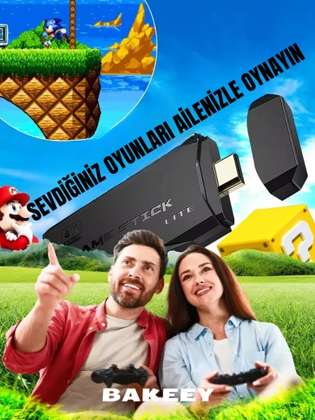 Bakeey Taşınabilir 2.4G Kablosuz Çift Kol 20000 Atari Oyunlu Oyun Konsolu 4K Game Stick Retro Konsol - 6